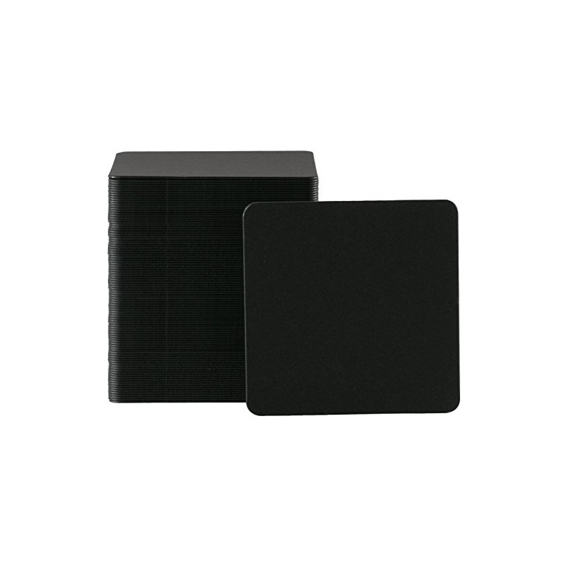 Black Plain Paper Coasters Square Round 0.04 inch (1 mm)