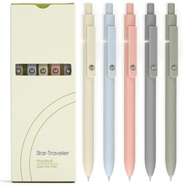 Gel Pens 5 Pcs 0.5mm Japanese Black Ink Pens Fine Point Tip Smooth Writing Cute Pens Retractable Pens for Journaling Office School Home Supplies (Morandi)