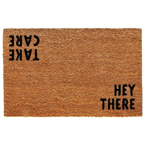 Calloway Mills AZ100512436 Take Care/Hey There Doormat, 24" x 36", Natural/Black