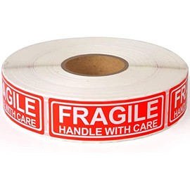 FoxYaye 50 Fragile Handle with Care 1x3 Stickers Packaging Box Safety Mailing Labels, Small Business Supplies
