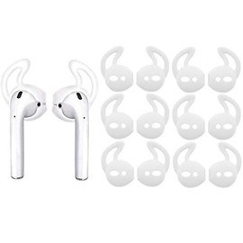 JNSA 6 Pairs Silicone Ear Tips Compatible with Air Pods 1&2,Silicone Soft Anti-Slip Sport Earbud Tips, Anti-Drop Ear Hook Gel Headphones Earphones Accessories Tips (White 6 Pairs)