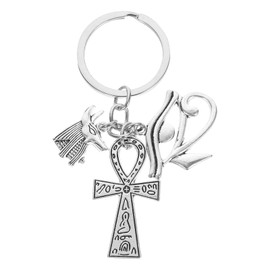 Abaodam Keyring Ankh Cross Anubis Pendant Lucky Charm Keychain Symbol of Old Egypt Eye Pendant Vintage Bag Pendant Family Friends