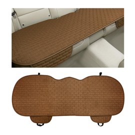 MUQIDA Car Seat Cover for Rear Seats, Comfortable Linen Seats Cushion Pad Mat with Storage Pockets, Anti-Slip Breathable Bottom Long Rear Seat Cover Protector for SUV Truck Van (Brown)