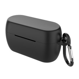 Geekria - Funda de silicona compatible con Jabra Elite 3 True Wireless Earbuds, funda protectora para auriculares con gancho para llavero, acceso al puerto de carga, LED frontal visible (negro)