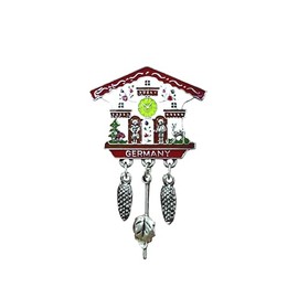 German Clock House Oktoberfest Hat Pin with Germany Banner – Metal German Pins with Beer Stein Charm – Traditional Alpine Costume Accessory