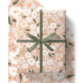 4 x Pink Floral Wrapping Paper - HUGE 84cm x 60cm Eco Friendly Premium Recyclable Gift Wrap for Her, Mum, Wife, Sister and Daughter (4 Sheets & 4 Tags)