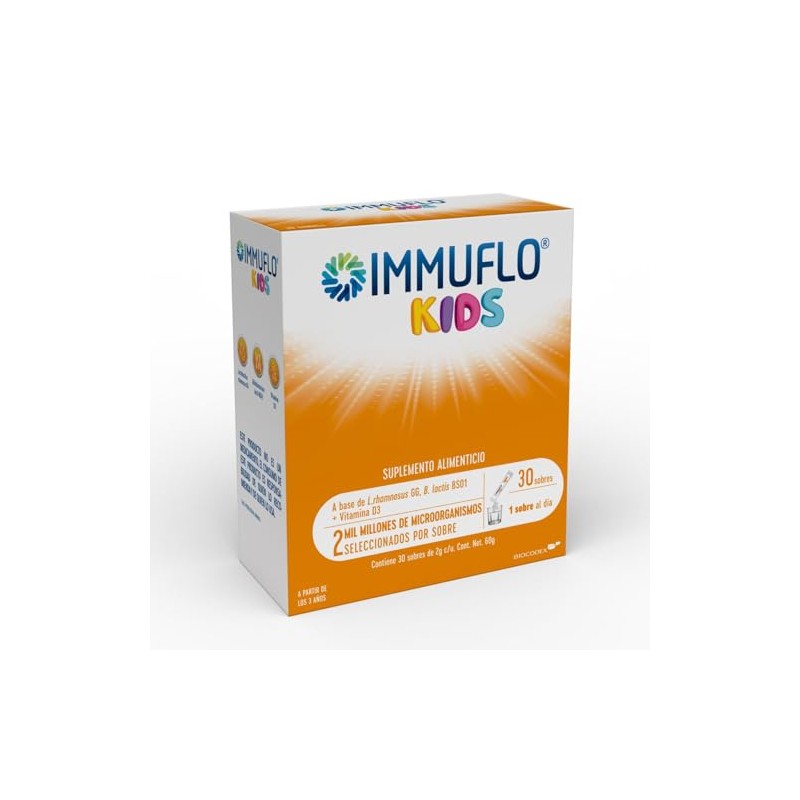 IMMU-FLO® KIDS Suplemento Alimenticio a base de L. rhamnosus GG,