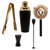 Homiu Cocktail Shaker Set Black and Gold 5-Piece, Stainless Steel