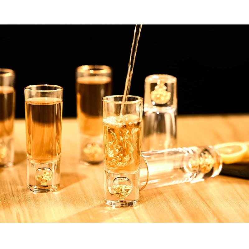DUJUST Crystal Shot Glasses (2oz), Shot Glass Set Decorated with