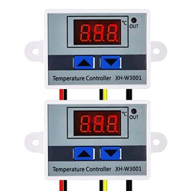 2Pcs Digital LED Temperature Controller Module 12V 10A 120W Digital Thermostat Switch Electronic Thermostat with Waterproof Probe Programmable Heating Cooling XH-W3001