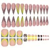 48Pcs Leopard French Tips Press on Nails Long Almond Fake