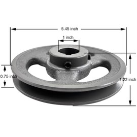 Saelno AK56-1 V Belt Pulley 1 inch Bore 5.45" OD,Electric Motor Pulley Cast Iron for A AX 3L 4L V-Belts,AK561 Pulley