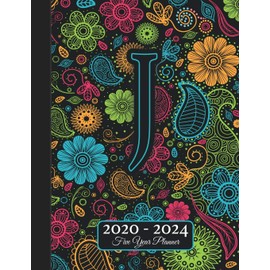 Five Year Planner: Monogram J Voodoo Style Binding I Your Initials Motivational Bullet Planner I 5 Years Appointments, Family Events, Log Book Business I Agenda & Schedule Journal I Christmas Gift