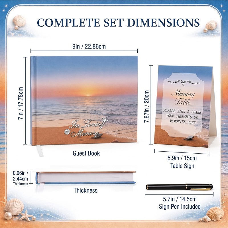Funeral Guest Book for Memorial Ocean Beach