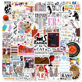 100 PCS Music Stickers, Waterproof Laptop Stickers Aesthetic Pop Singer Decal for Music Lovers, Reusable Vinyl Stickers Scrapbooking Stickers for Phone Skateboard Luggage Car Decals, Style F