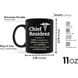 WishEver Chief Resident 2Side Mug 11oz Black -Superhuman - Chief Resident Gifts For Doctors Residency Scrub