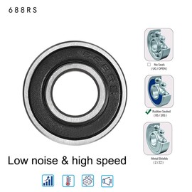 688 2RS Ball Bearings 8 mm x 16 mm x 5 mm, Pack of 10, Double Protected Deep Groove Ball Bearings for DIY, Lathes, Motors, 3D Printers, Milling Machines, Various Mechanical Devices, etc.