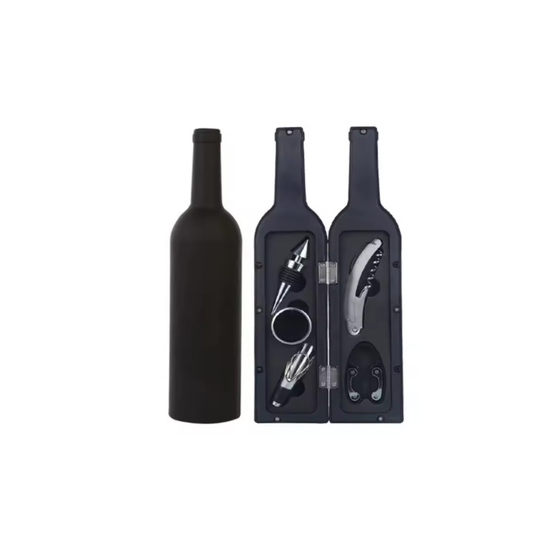 Wine Opener Set with Bottle-Shaped Holder – Corkscrew & Stopper