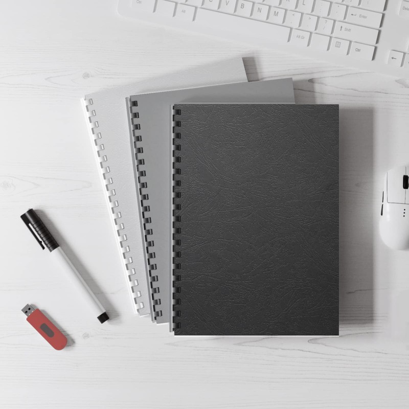 Binditek 100 Pack 16 Mil Leather-Textured Heavyduty Polycovers, Plastic Binding