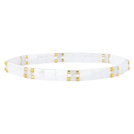 KELITCH Minimal Tila Beads Bracelet Stackable Tennis Stretch Bracelet Handmade Fashion Bracelet Jewellery Women, Tila Bead