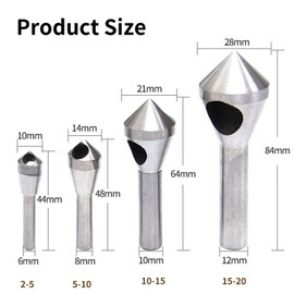 GIONAR 4pcs Countersink Drill Bit Set Deburring Chamfer Drill Bits, Titanium Coated High Speed Steel Countersink Bit for Metal, Wood, Plastic, DIY, Silver