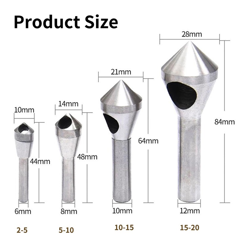 GIONAR 4pcs Countersink Drill Bit Set Deburring Chamfer Drill Bits,