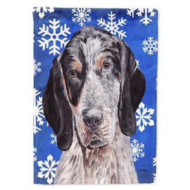 Caroline's Treasures SC9769CHF Blue Tick Coonhound Winter Snowflakes House Flag Large Porch Sleeve Pole Decorative Outside Yard Banner Artwork Wall Hanging, Polyester, House Size, Multicolor