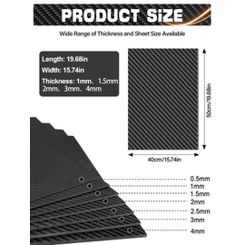 400X500 Carbon Fiber Sheet Lanstics Carbon Fiber Plate 0.5MM 1.0MM 2.0MM 2.5MM 3.0MM 100% 3K Carbon Fiber Laminate Plate Plain Weave Panel Sheet 1.5MM Thickness Glossy Surface