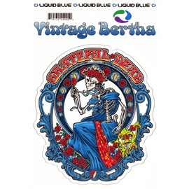 Grateful Dead Vintage Mucha Style Bertha in Blue Dress Transparent Die-Cut Sticker/Decal