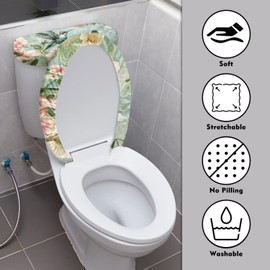 ASQVTIFE Toilet Tank Cover Pink Toilet Lid Cover Pink Toilet Lid Cover Blue Iris Floral Toilet Seat Lid Cover Toilet Lid Cover and Toilet Tank Cover Stretch Toilet Seat Lid Covers for Bathroom