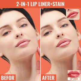 4pcs Lip liner Stain Peel Off,Lip Stain Waterproof Long Lasting,2-in-1 Lip Liner with Tweezer,Peel Off Lip Color,Stay On All Day,Perfect for Gift ,Highly Pigmented Color(Cocoa+Rose+Nude+Mauve)