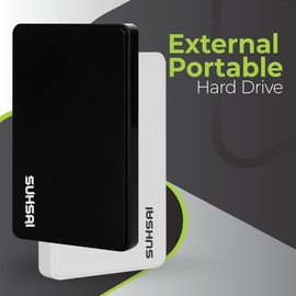 SUHSAI External Hard drive 1TB, 2.5 Inch External Hdd, Storage and Backup Drive, hard disk, USB 2.0 portable hard drive, Compatible with Mac, Laptop, Desktop, computer (Black)
