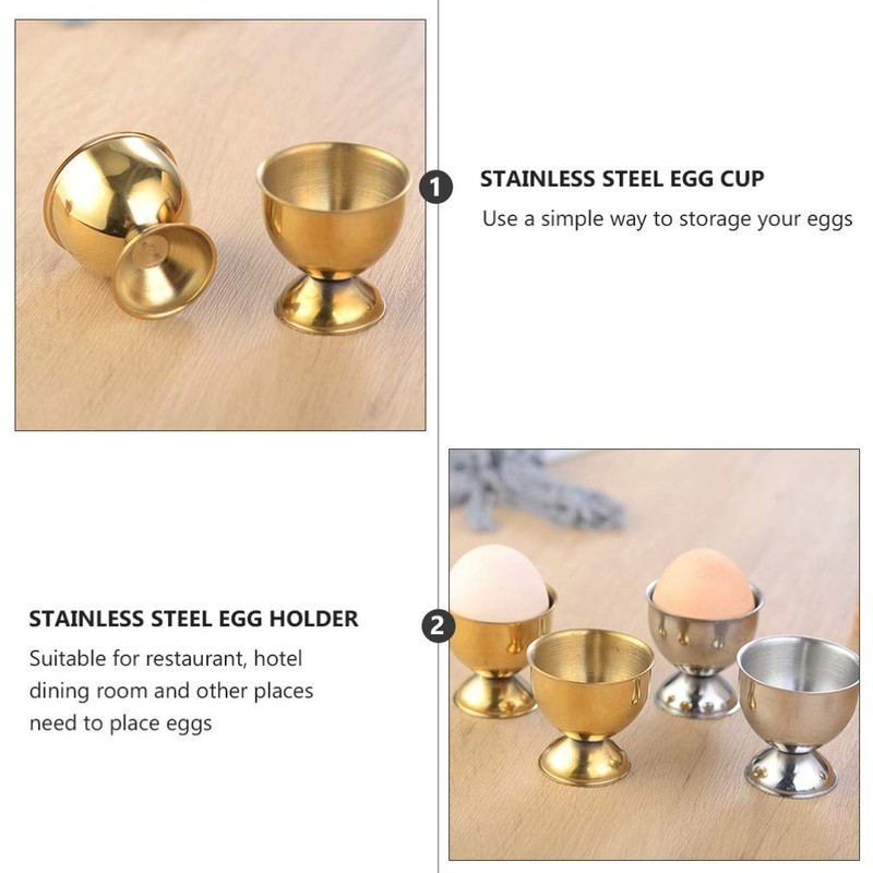 Cabilock 6pcs Egg Cup Egg Tray Stainless Steel Boiled Egg