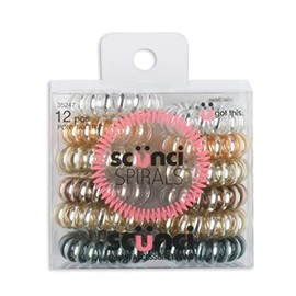 Scunci Spirals In Acetate Bx Metallic â€“ 12 pk