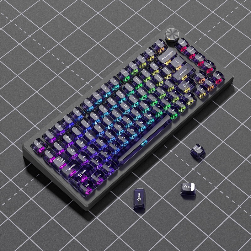 dagaladoo Purple Clear keycaps,Transparent keycaps 60 75 100 Percent,Jelly keycap
