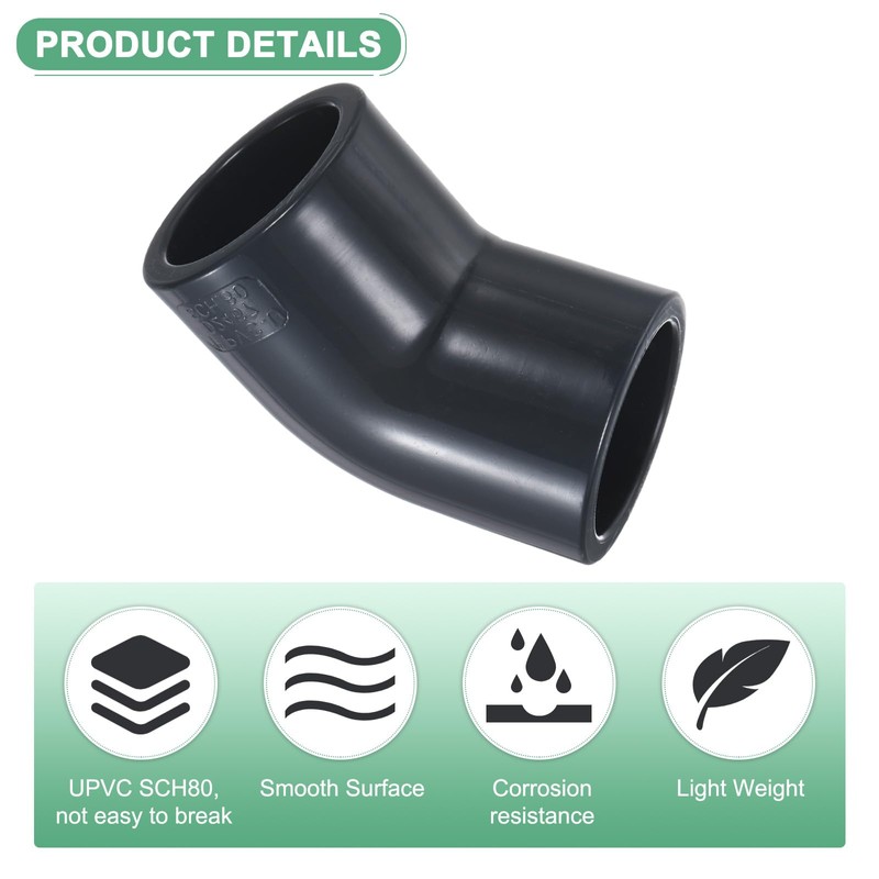 M METERXITY 4-Pack 45 Degree Adapter Connector, 1" Socket UPVC