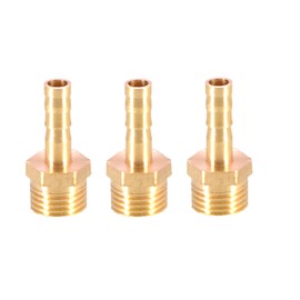 TopHomer Brass 3PCS Barbed Hose Fitting Coupler Connector 6mm to 1/4” Male BSP Thread Pipe Nipple Fitting Pipe Adapter