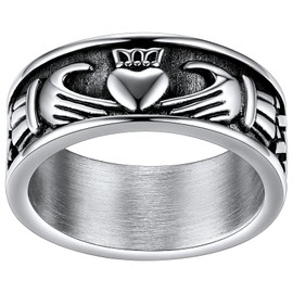 Silver Claddagh Rings for Men Women Traditional Irish Love Band Hypoallergenic Tarnish Resistant Size 11