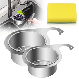 HOTUT Stainless Steel Swan Sink Strainer Basket, 2pcs Corner Sink Strainer Multi-functional Drain Basket, Kitchen Sink Drain Strainer Faucet Hanging Filter Basket, Swan Drain Basket for Kitchen Sink