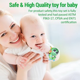 Foot Finder and Wrist Rattles for Toddlers, Development Toys for Babies and Toddler Toys Socks, Sensory Toy Gifts for Babies, Boys and Girls, 0-12 Months