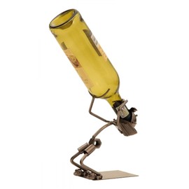 Extravaganter Wein Flaschenhalter Lustiger Trinker aus Metall Höhe 21 cm