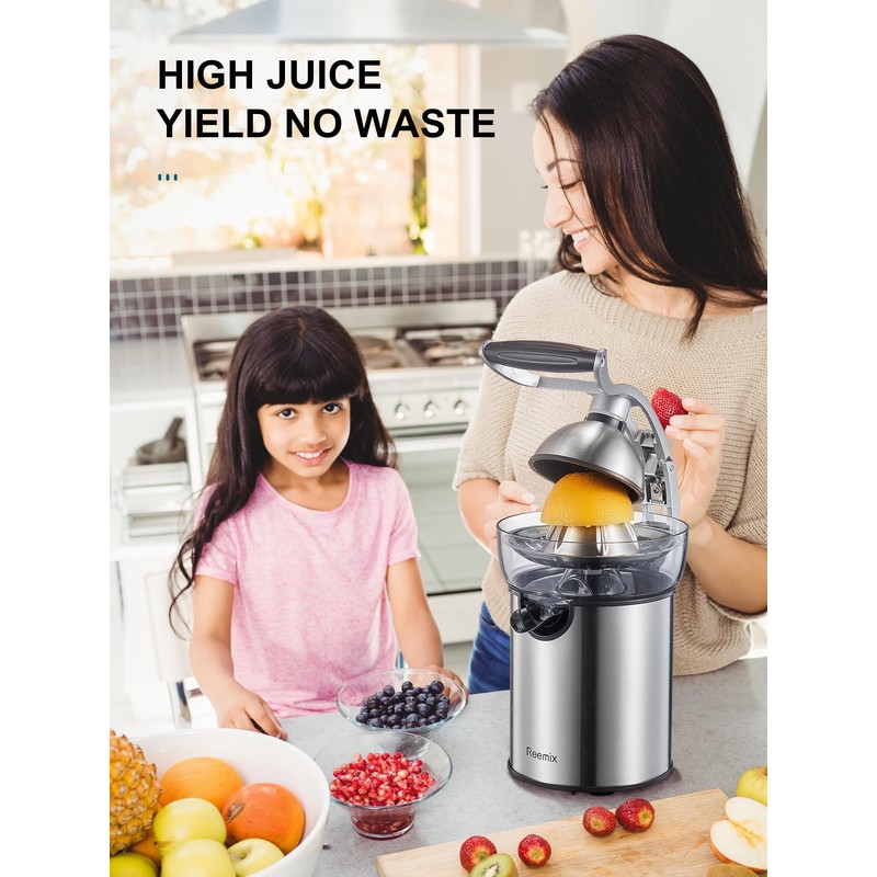 Electric Citrus Juicer Squeezer, Reemix Powerful Orange Juicer with Zine