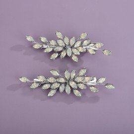 Rumtock 2 Piezas De Pinzas Para El Cabello Con Cuentas De Diamantes De Imitación De Plata Y Ópalo Para Bodas, Novias, Mujeres, Accesorios Para El Cabello Fáciles De Us Ópalo 1 Unidad (Paquete De 1)