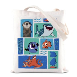 ENSIANTH Cartoon Nemo Movie Merch Dory Fish Fans Tote Bag Animal Ocean Gift Clownfish Lover Shoulder Bag Squirt Turtle Gift (fish bag)
