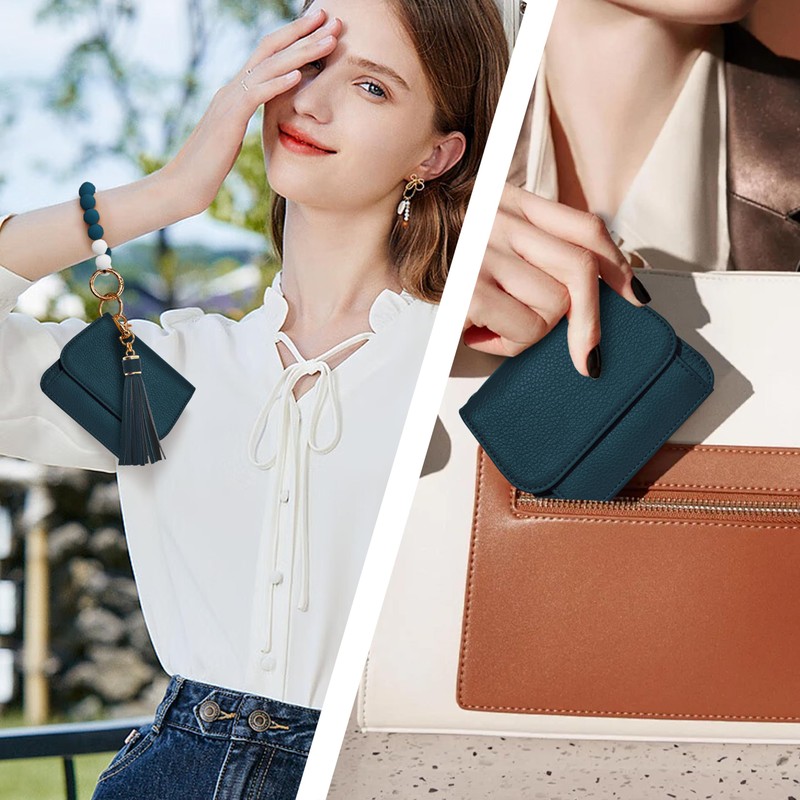 Sunpour Keychain Wallet,Wristlet Keychain with Wallet RFID Wristlet Wallets for