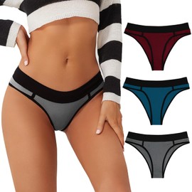 BAJAOEY Women Underwear Cotton, Cheeky Panties Soft & Breathable Bikinis Panties for Women Pack for Young Ladies 3 Pack
