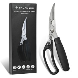 Ultra Heavy Duty Kitchen Poultry Shears, Super Sharp All Purpose Kitchen Scissors with Anti-slip Handle, Dishwasher Safe, Serrated Blades with Bottle Opener function