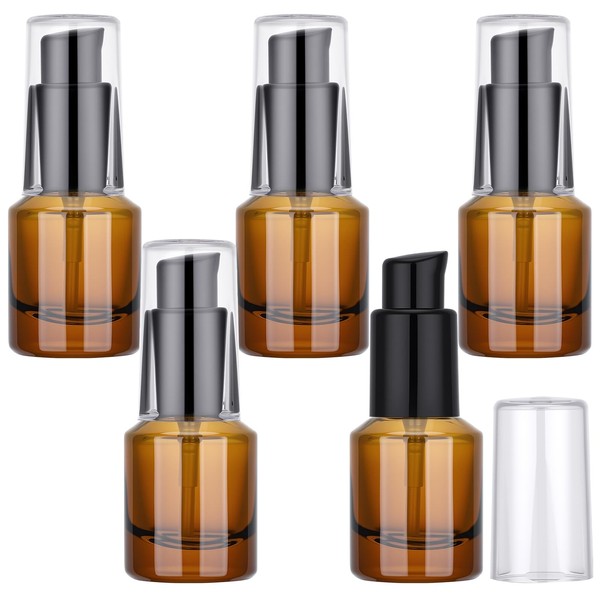 Segbeauty 0.5oz Empty Glass Refillable Travel Bottles, 5pcs Lotion Pump