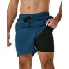 SILKWORLD Mens Swim Trunks with Compression Liner Quick-Dry Swimming Bathing