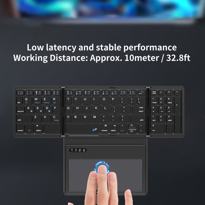 Foldable Bluetooth Keyboard Low Latency Bluetooth 5.1 Full Size Keyboard
